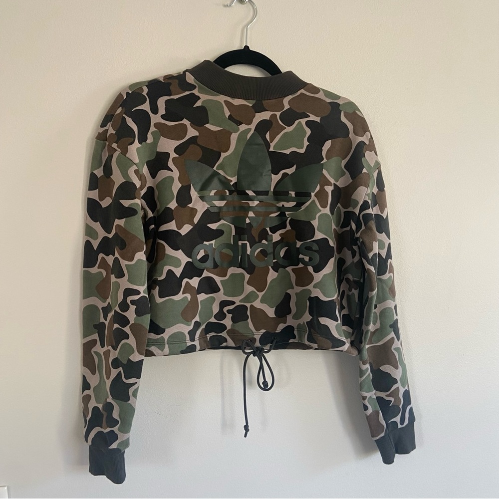Adidas Cropped Camo High Neck Athleisure Sweatshirt